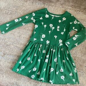 Tea Collection Printed Pocket Play Dress Green Incan Floral Long Sleeve: 12